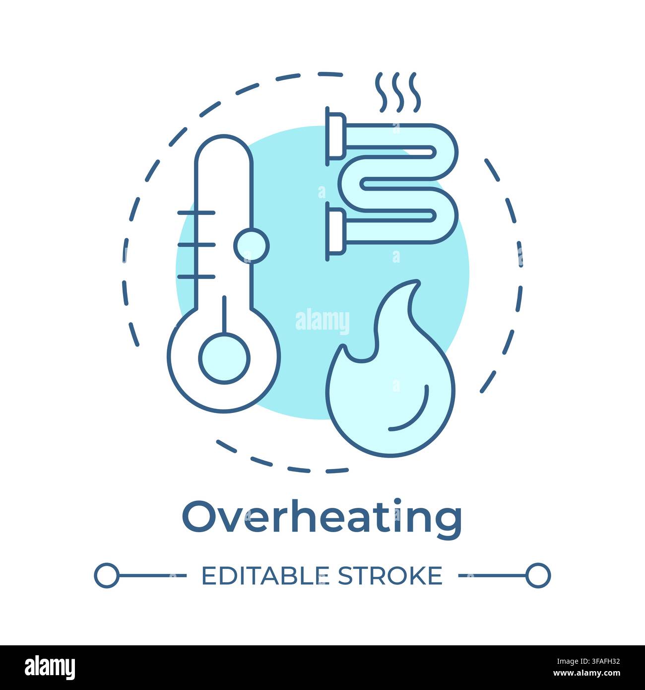 Overheating soft blue concept icon Stock Vector