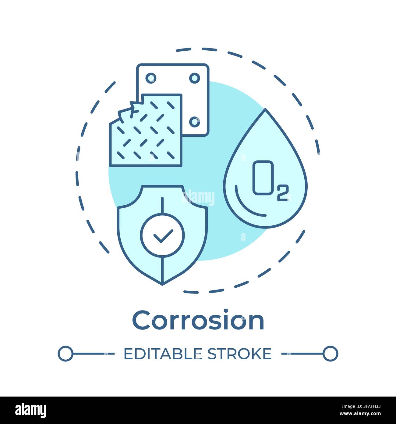 Corrosion soft blue concept icon Stock Vector