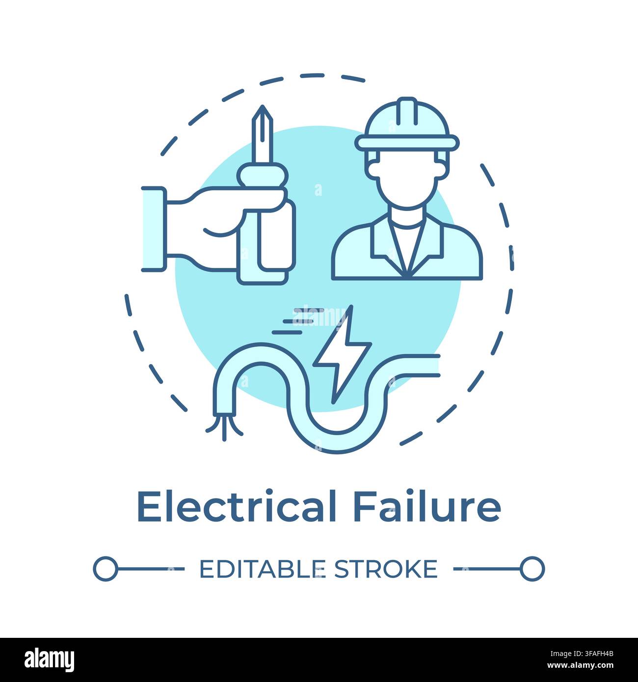 Electrical failure soft blue concept icon Stock Vector