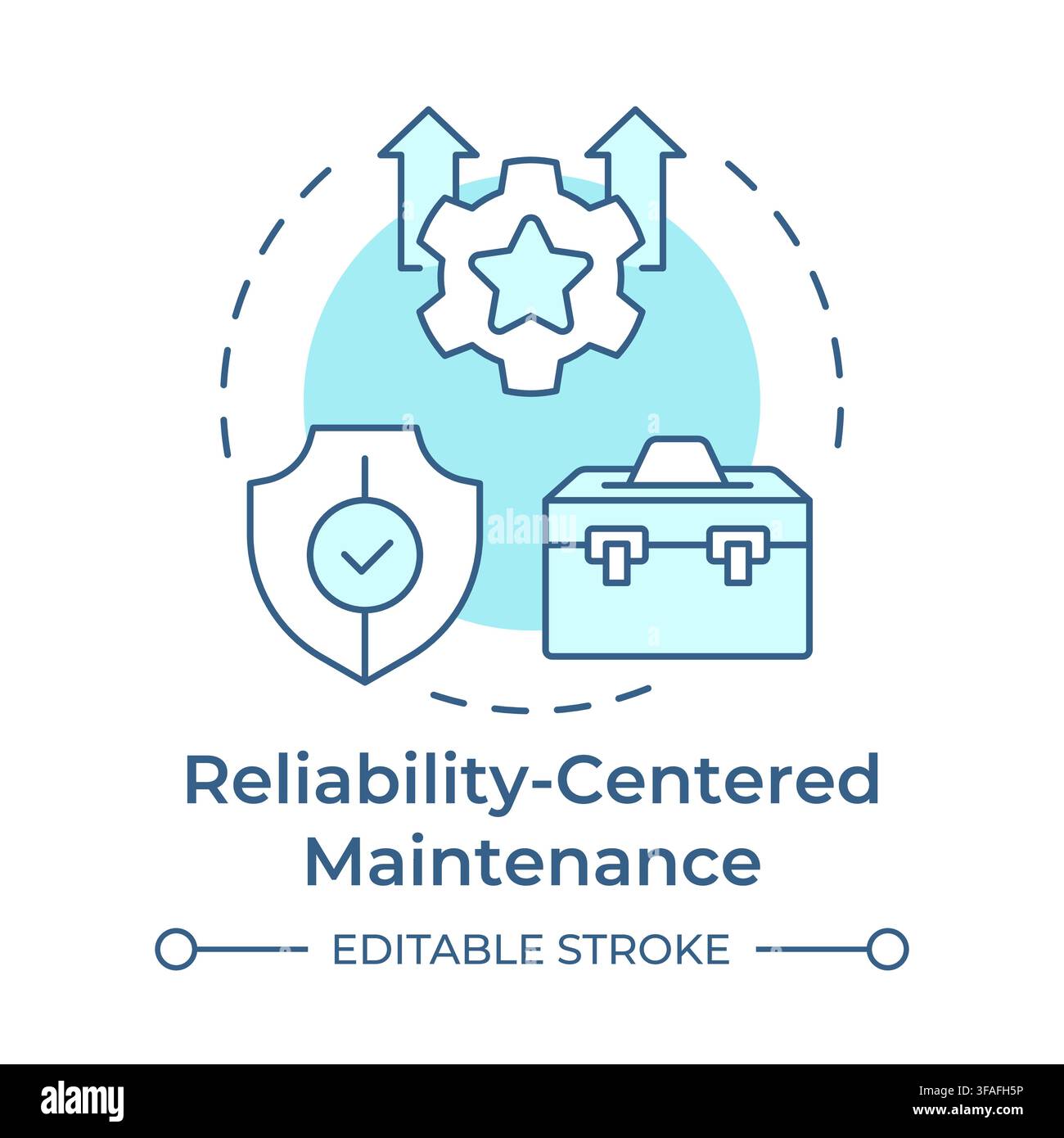 Reliability centered maintenance soft blue concept icon Stock Vector