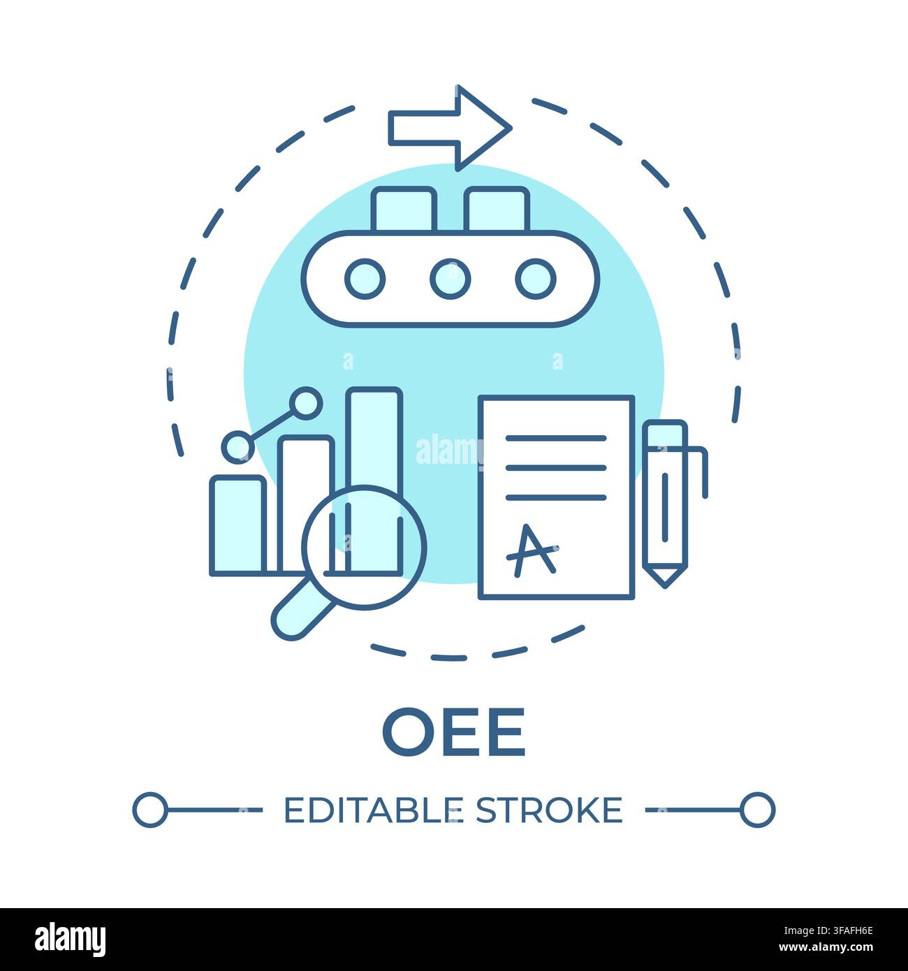 OEE soft blue concept icon Stock Vector