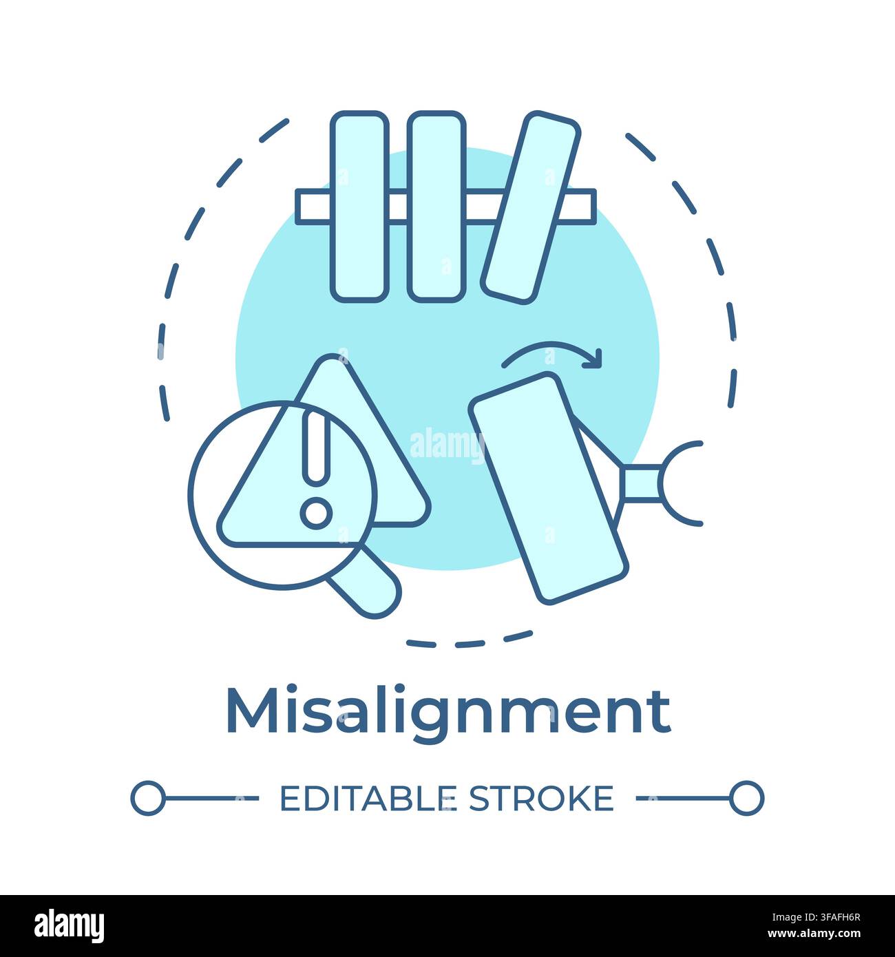 Misalignment soft blue concept icon Stock Vector
