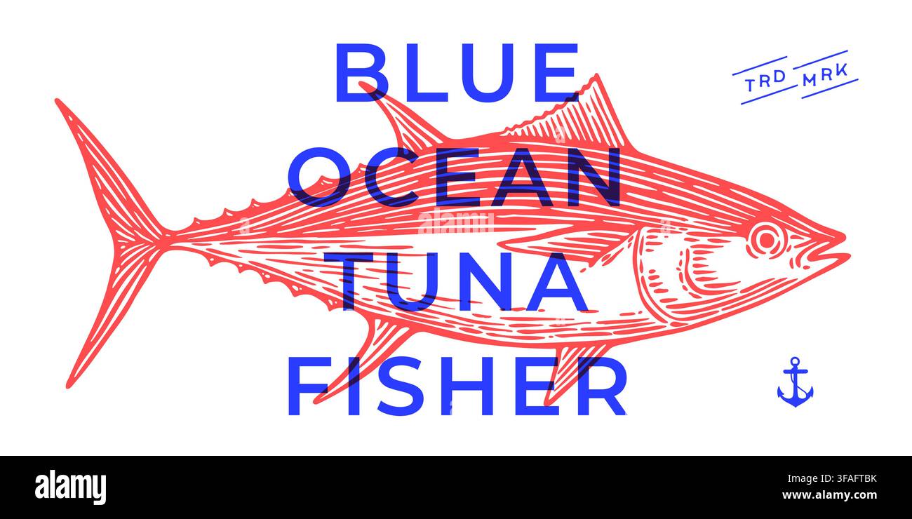 Tuna Fish, seafood, sketch Stock Vector