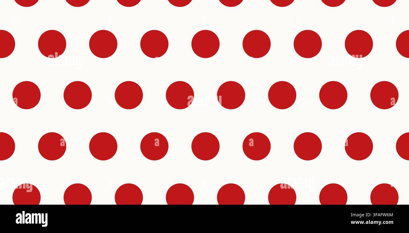 This festive Christmas red polka dot seamless pattern has a simple white background Stock Vector