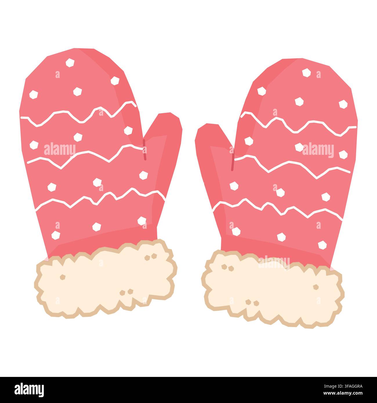 Red Christmas Mittens with Winter Pattern Stock Vector