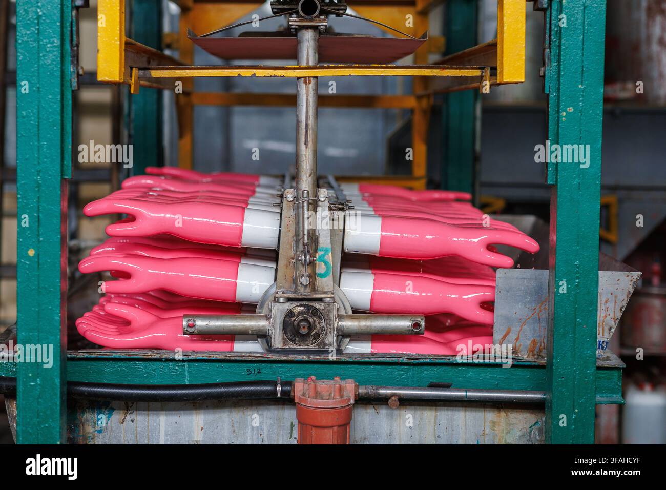 rubber gloves production process. High quality photo Stock Photo