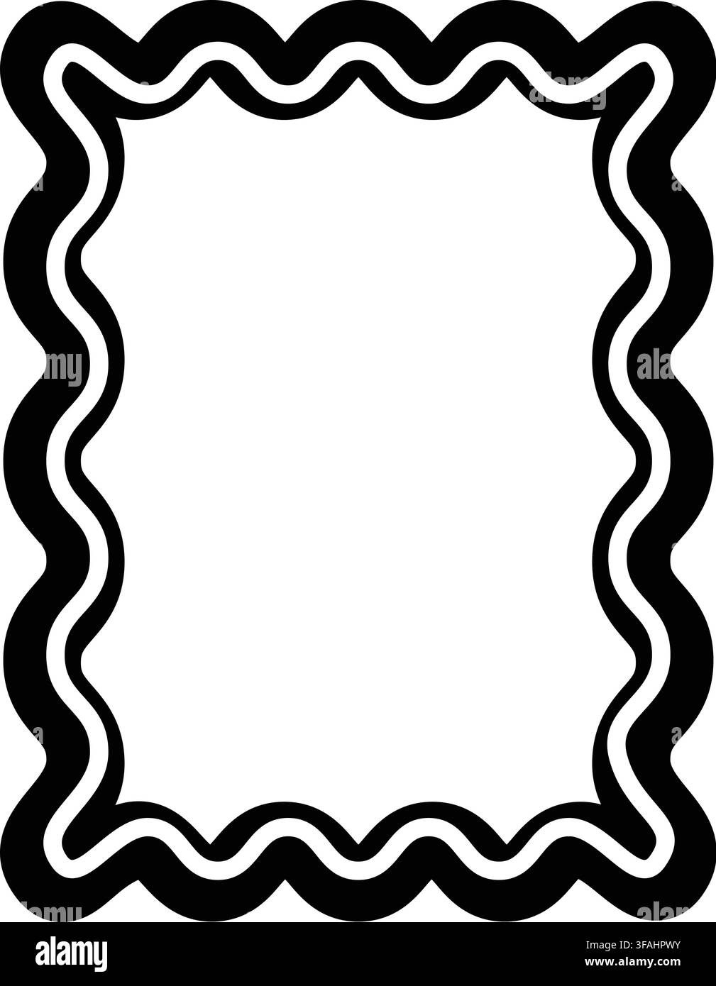 Bold Double Wave Rectangle Frame with Thick Black Border Stock Vector