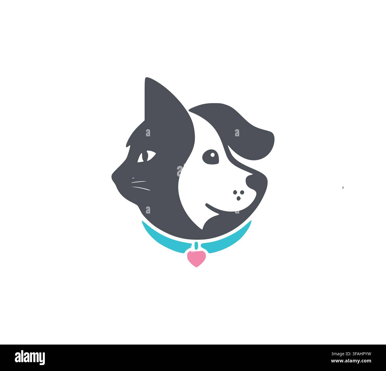 Modern Dog And Cat Head Split Profile Pet Logo Vector Stock Vector