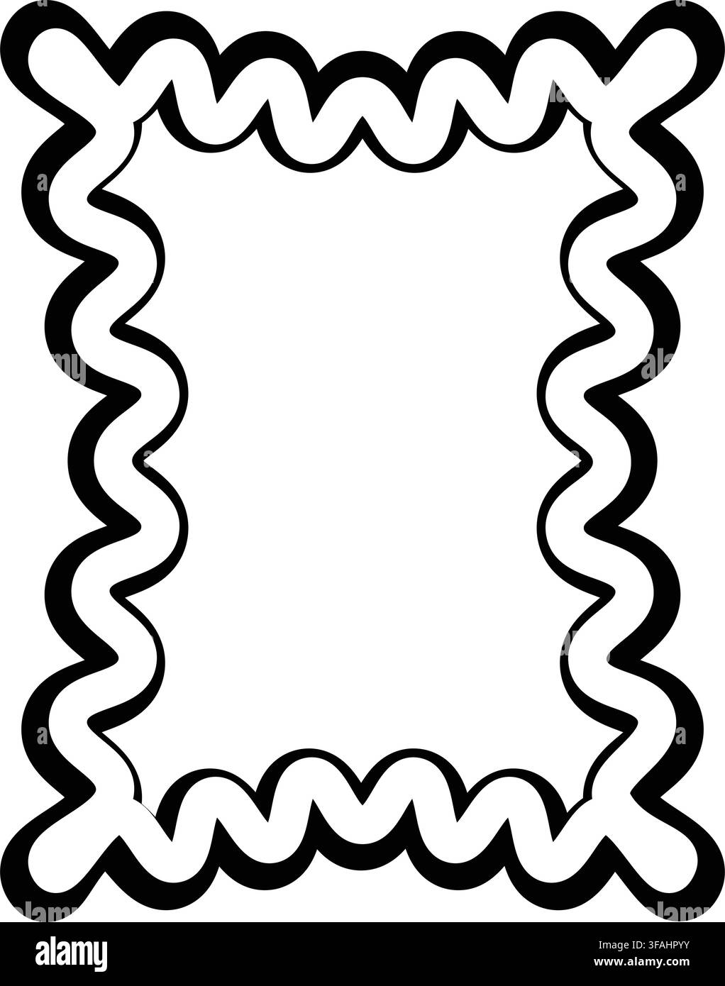 Double Wavy Outline Rectangle Frame with Playful Decorative Edge Stock Vector