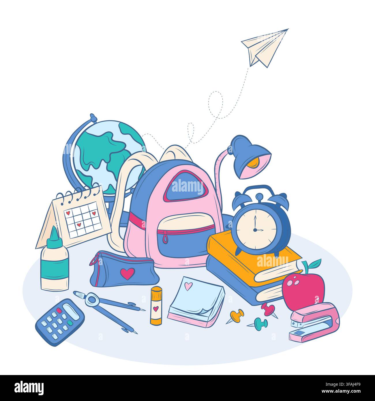 Vector composition of school supplies and educational items Stock Vector