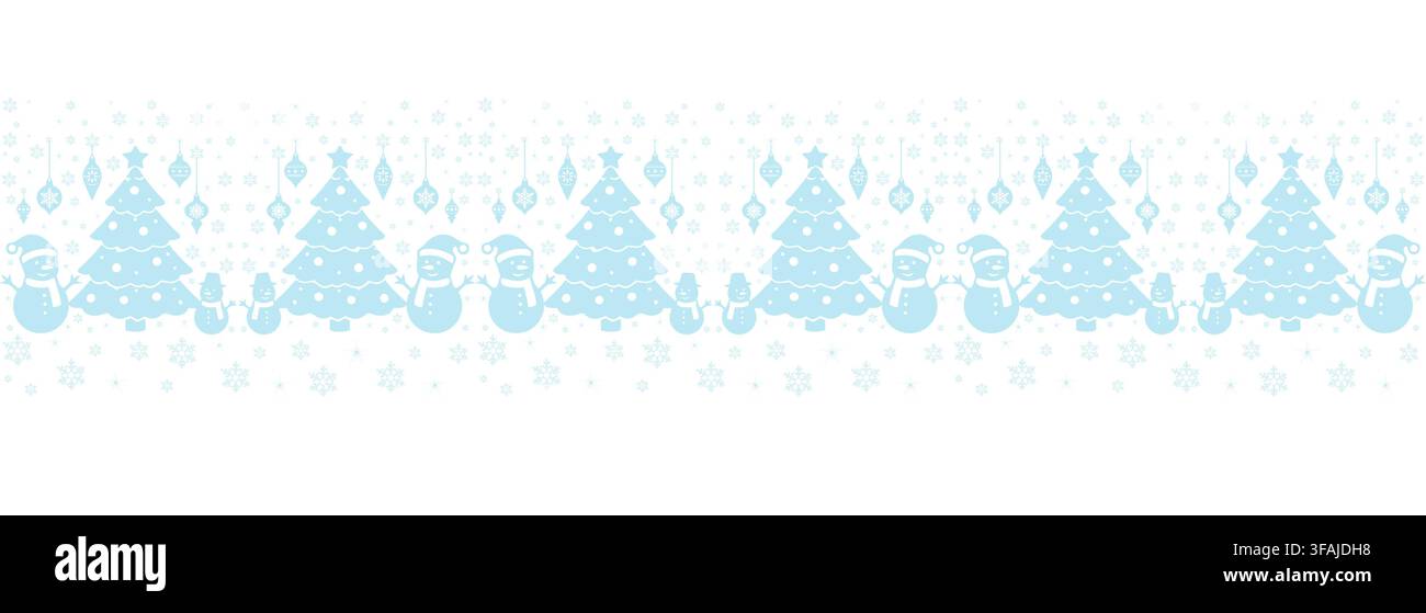 Soft and delicate pattern with trees and snowmen, ideal for background use. Stock Vector