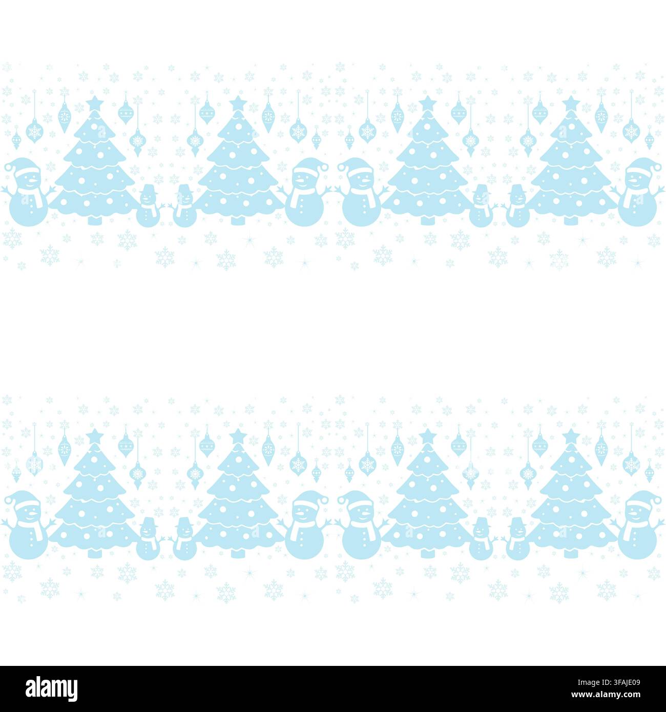 Soft and delicate pattern with trees and snowmen, ideal for background use. Stock Vector