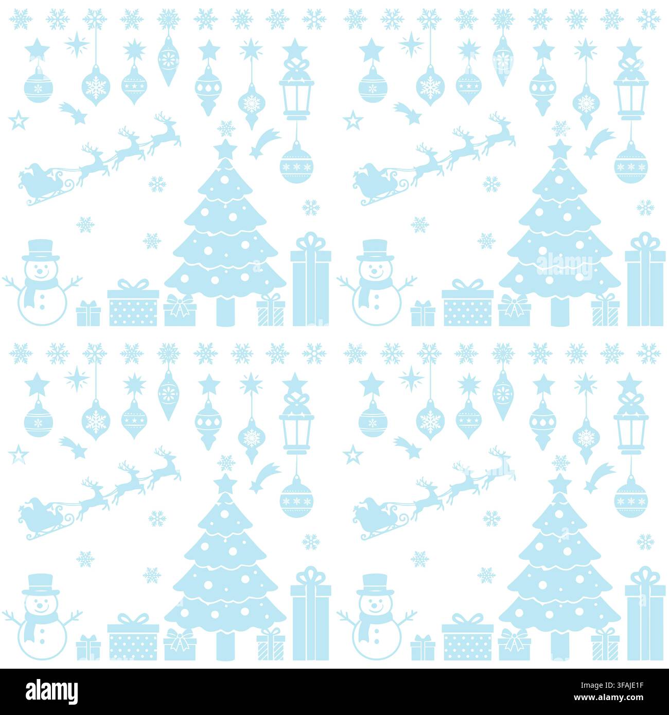 Soft and delicate pattern with trees and snowmen, ideal for background use. Stock Vector