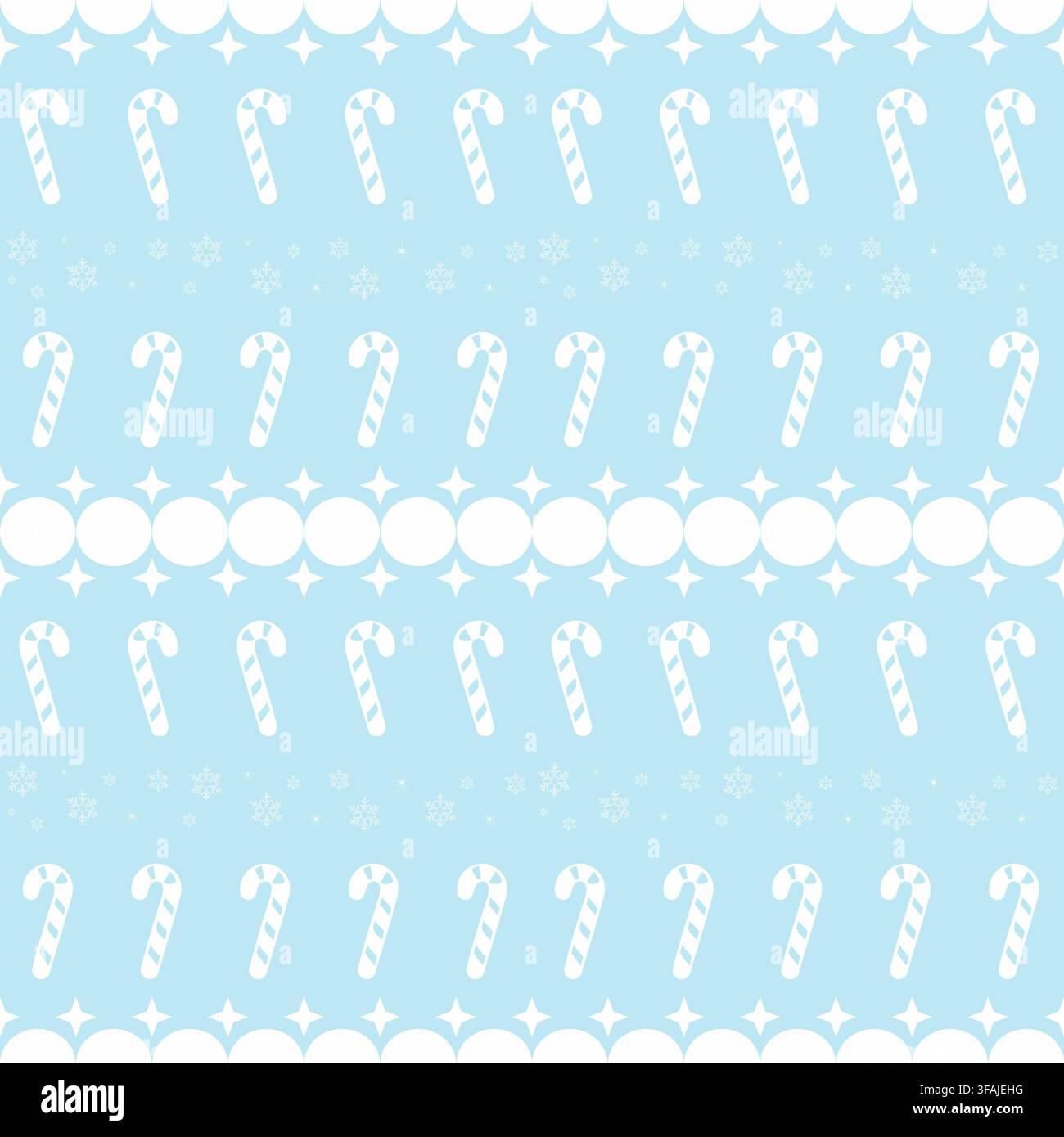 Festive seamless pattern with candy canes and decorative winter elements. Stock Vector