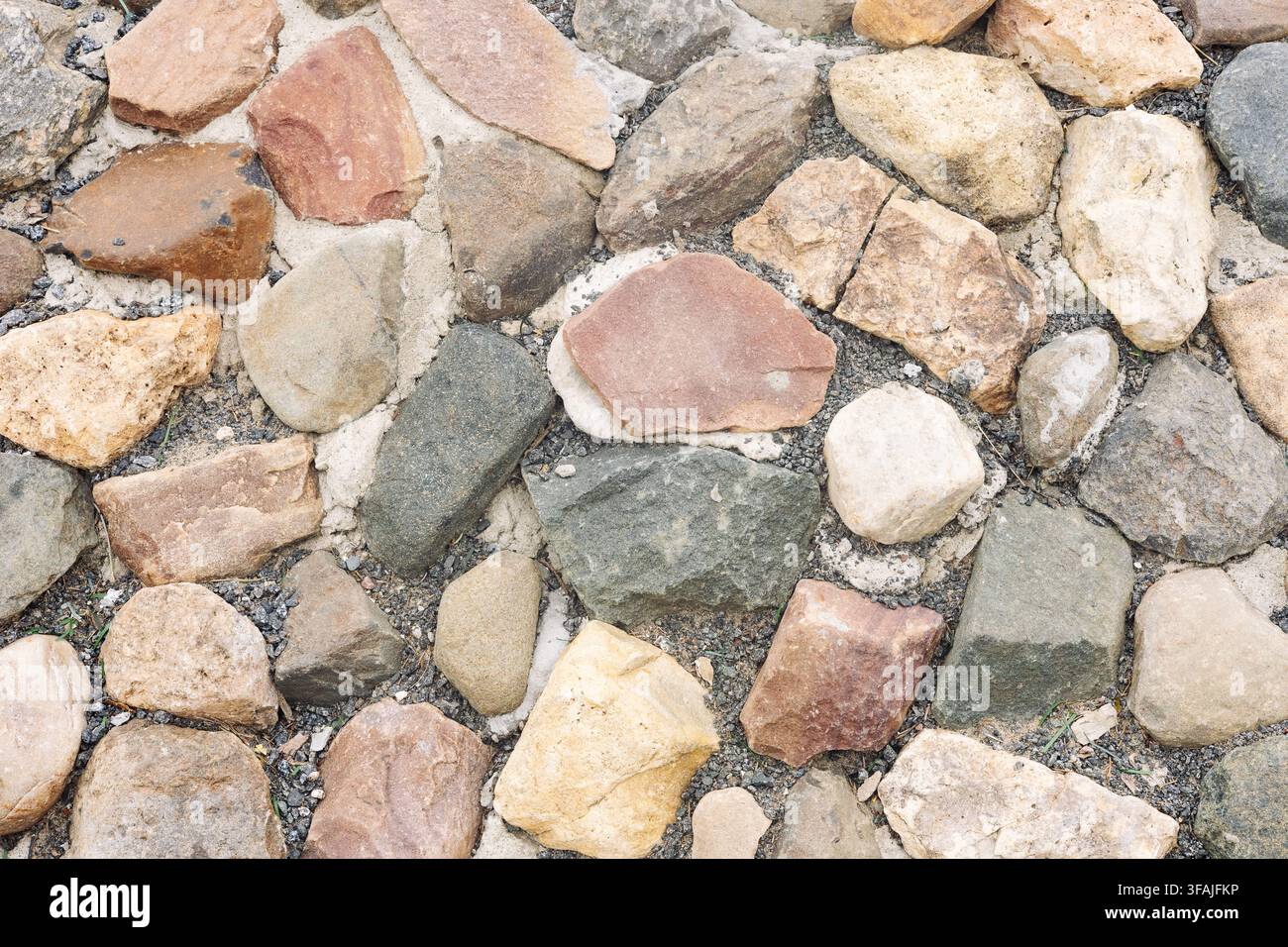 Cobblestone texture pavement high angle view. Stock Photo