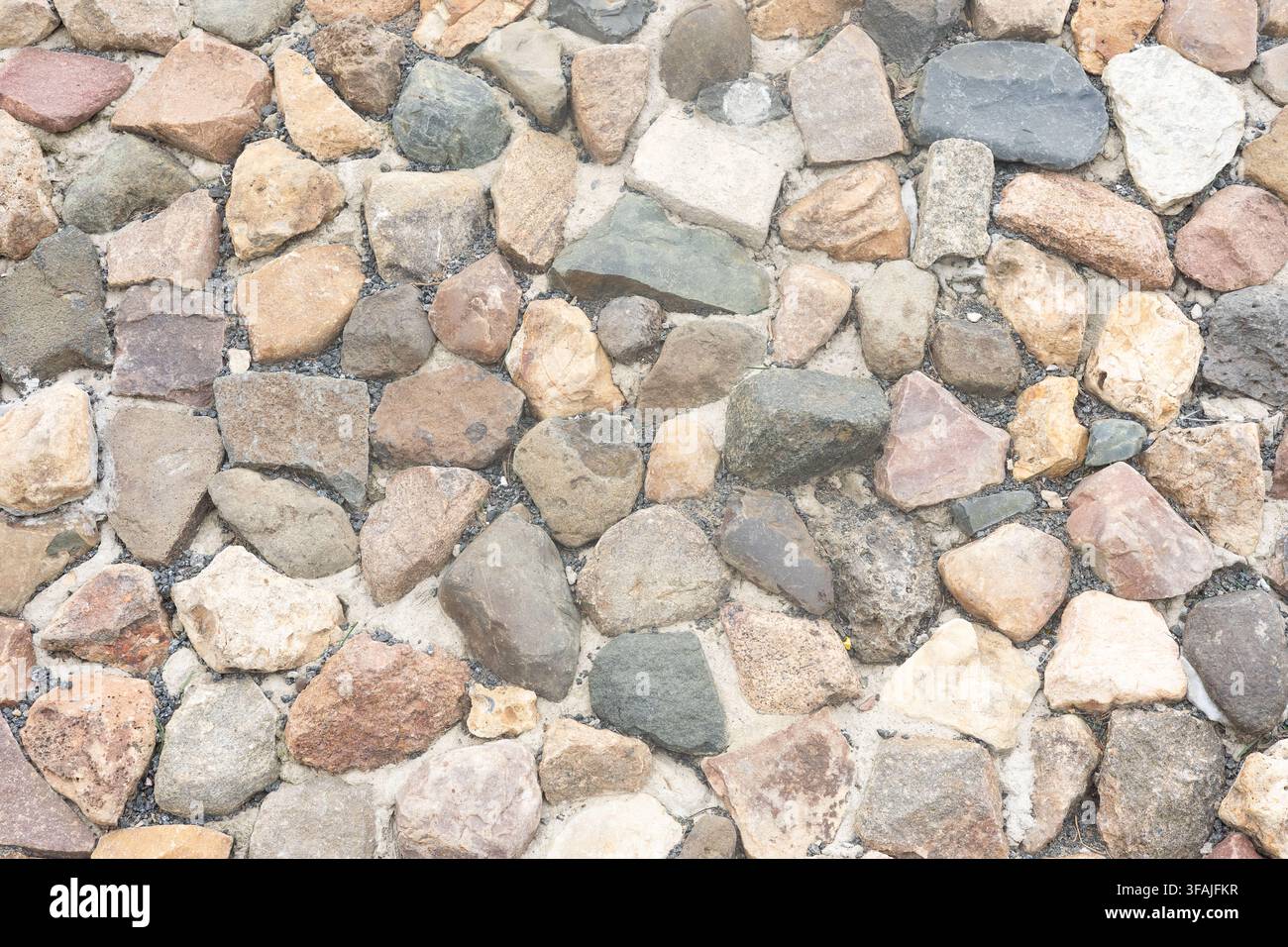 Cobblestone texture pavement high angle view. Stock Photo