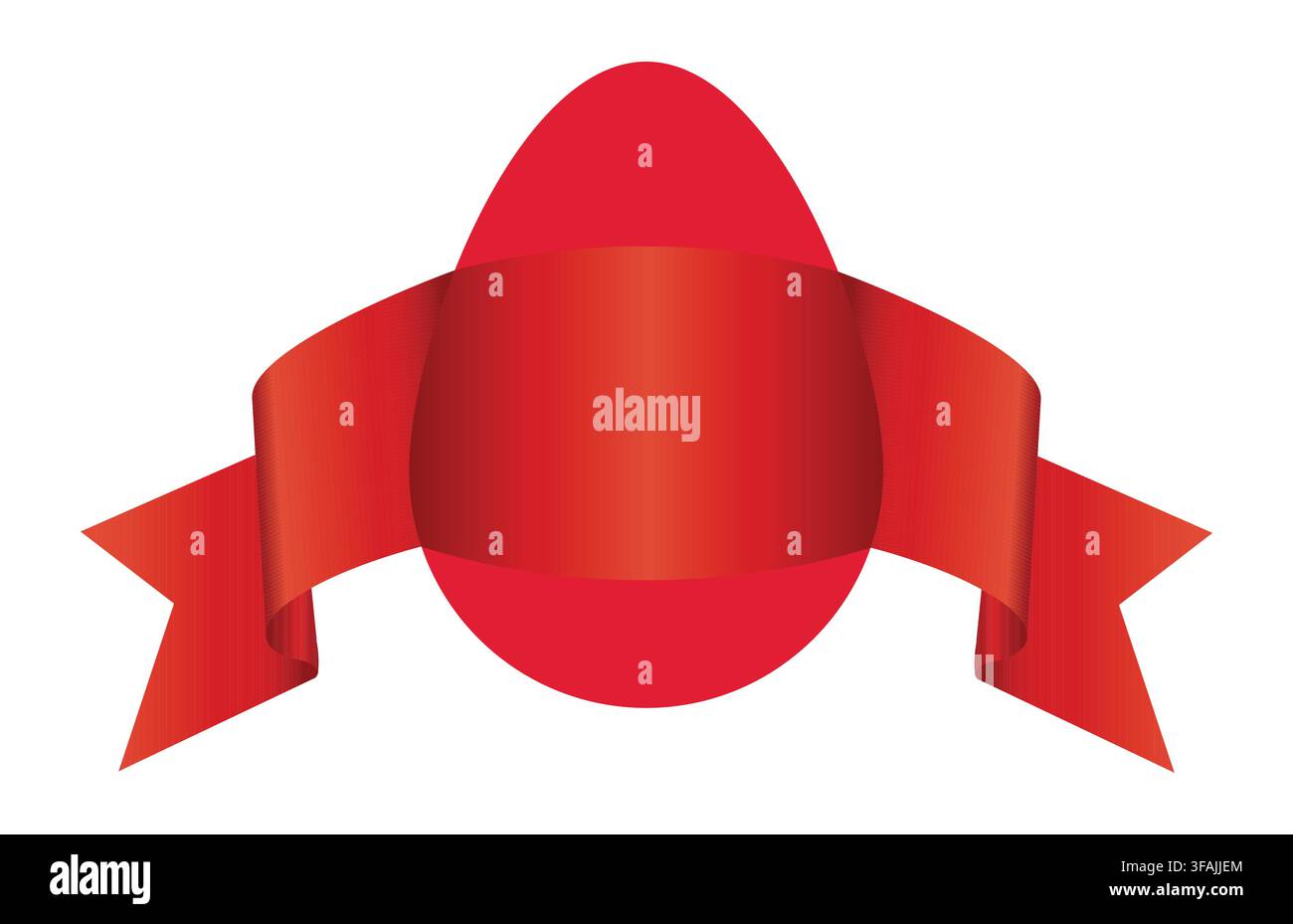 Red Easter egg with beautiful red ribbon; space for text on egg Stock Vector