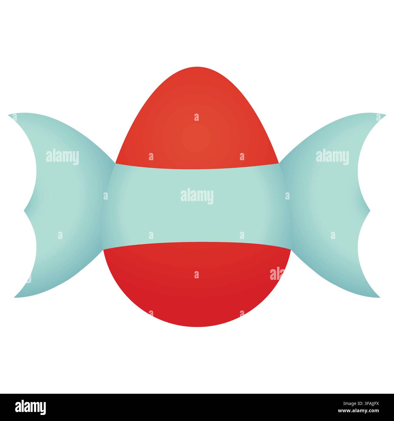 Red Easter egg with blue ribbon; space for text on egg Stock Vector