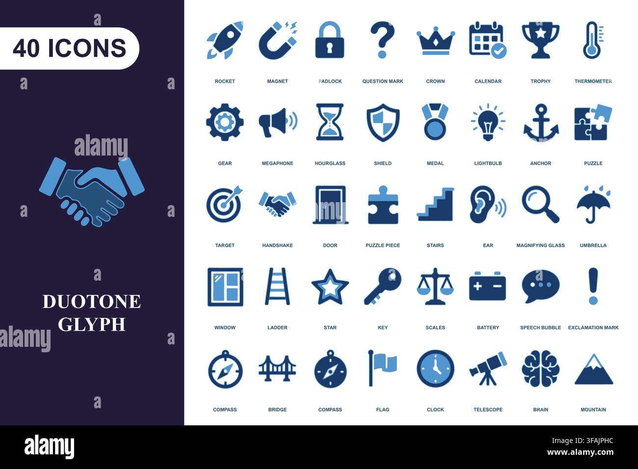 Professional duotone business icon collection. Stock Vector