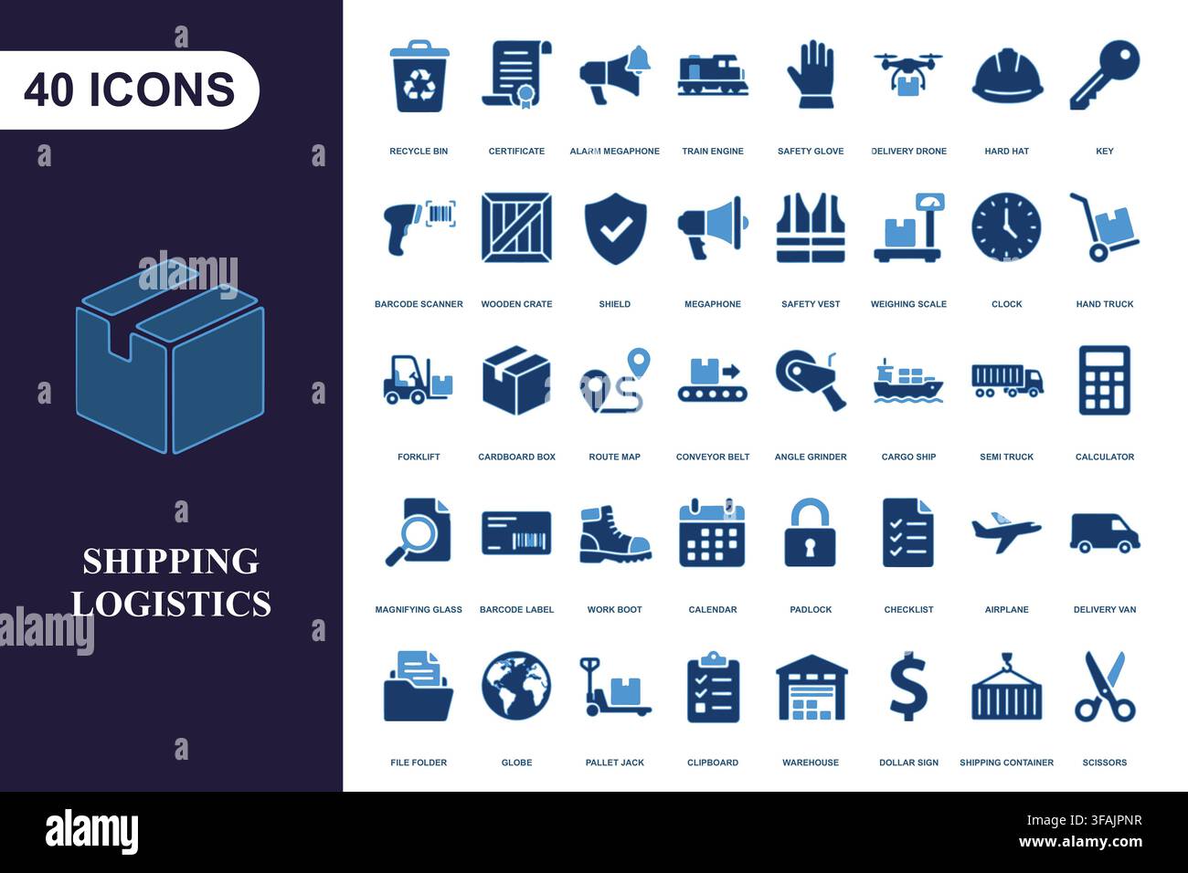 Comprehensive logistics and shipping icon set. Stock Vector