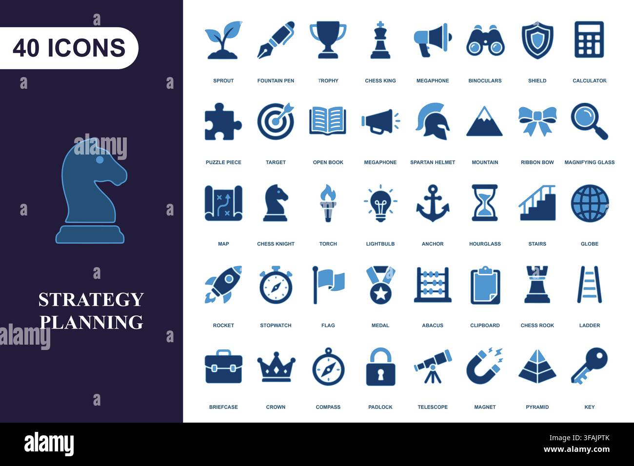Professional business strategy icon collection. Stock Vector