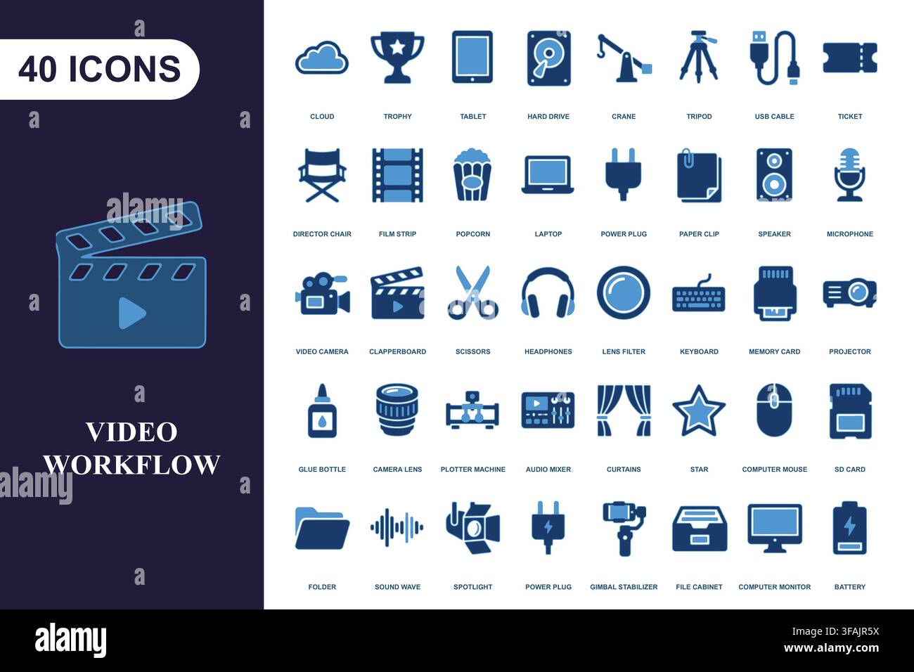 Professional video production icon collection. Stock Vector