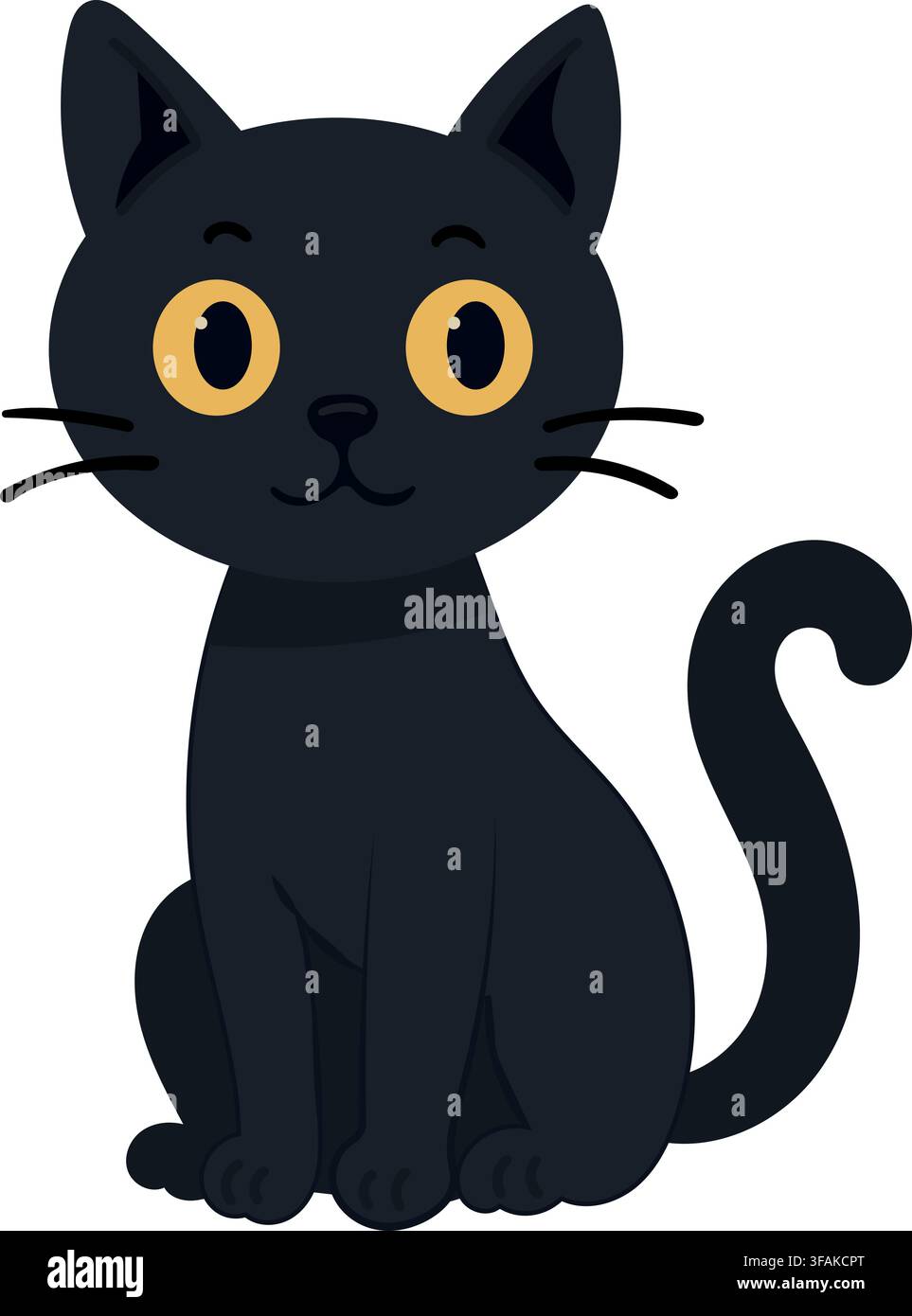 Cute Black Cat Halloween Illustration Stock Vector