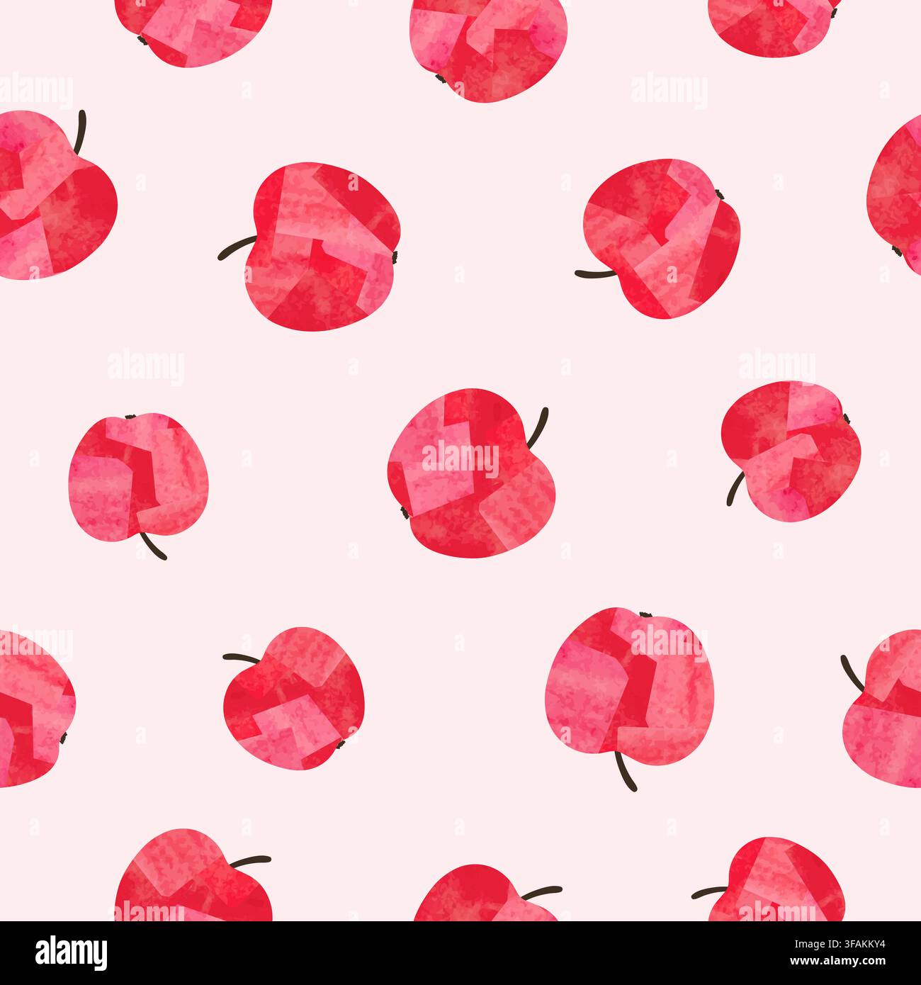 Seamless abstract red apple pattern. Vector fruit background Stock Vector