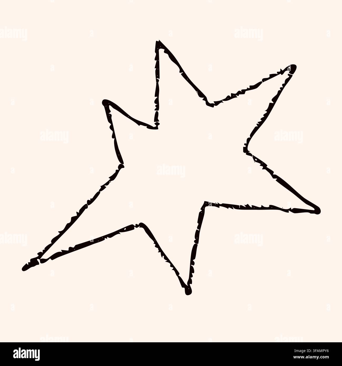 Black scribble chalk star. Simple hand drawn element for quality reviews. Stock Vector