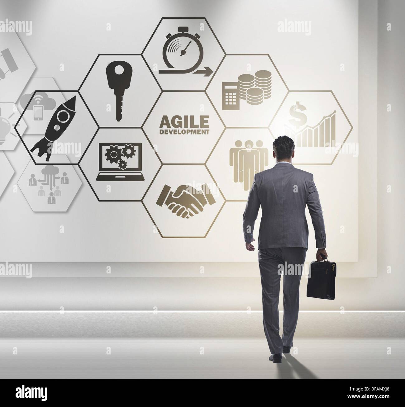 Businessman in agile software development concept Stock Photo