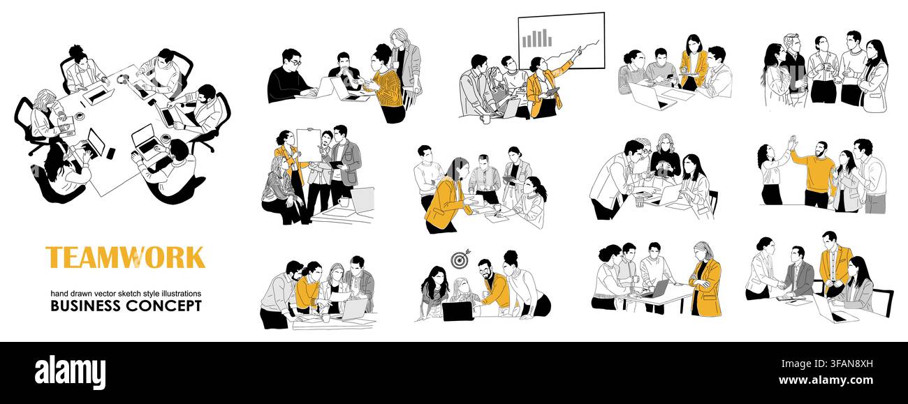 Team work depicted through diverse group work Stock Vector