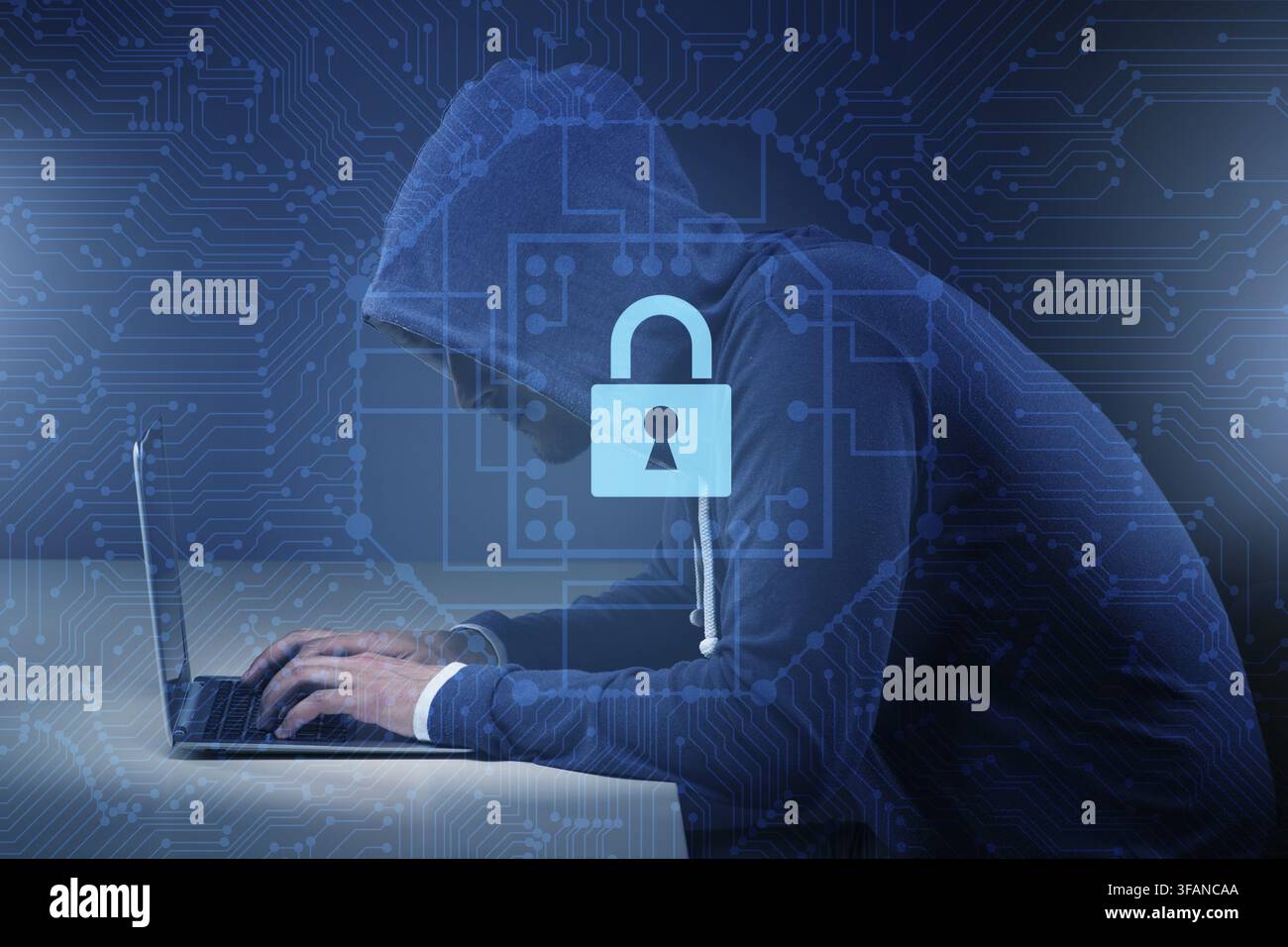 Hackers in a digital security concept Stock Photo