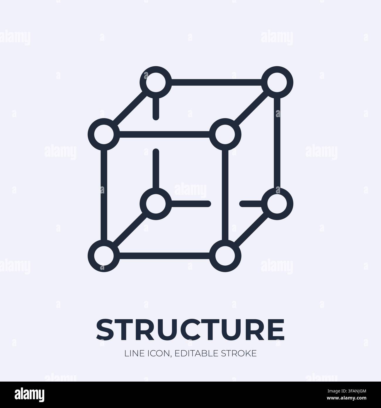 Cube structure line icon. Prototype framework linear vector illustration. Thin sign of connected nodes, cubic model product design, system Stock Vector