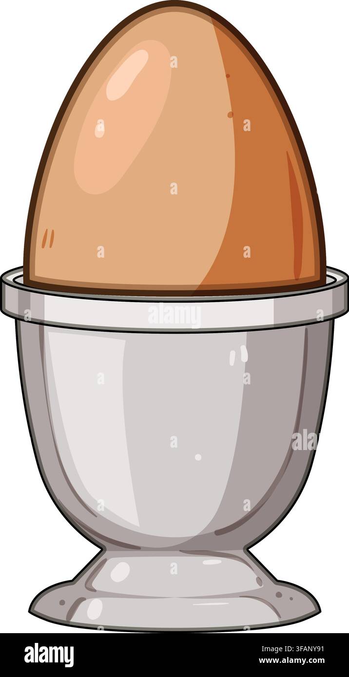 Brown egg standing in white egg cup Stock Vector