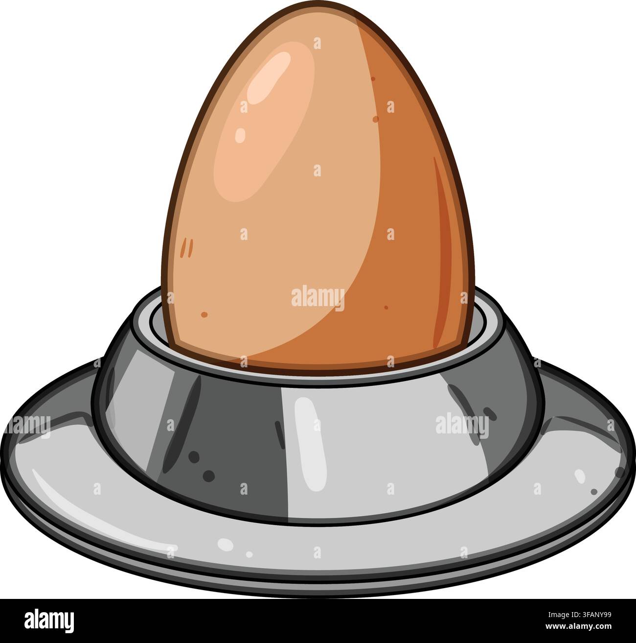 Breakfast egg standing in metal egg holder Stock Vector