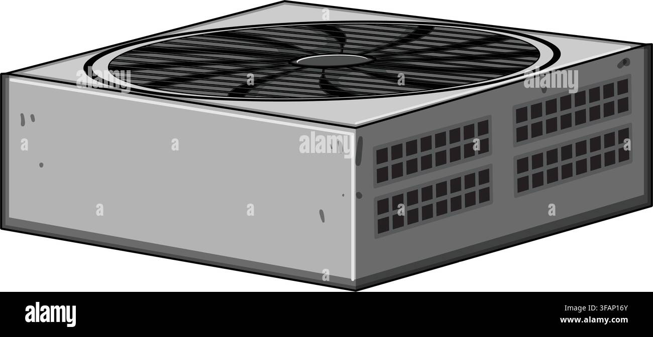 Computer power supply unit supplying energy to system Stock Vector