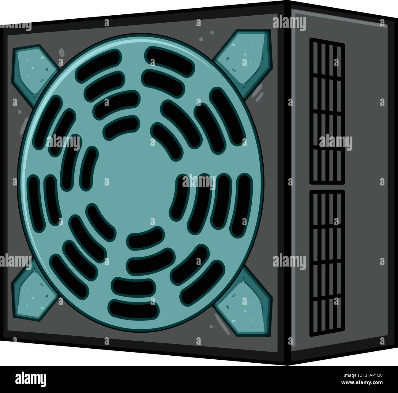 Computer power supply unit supplying power and cooling Stock Vector