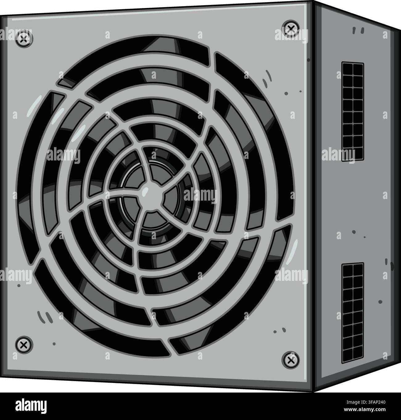 Computer power supply unit generating electricity concept Stock Vector