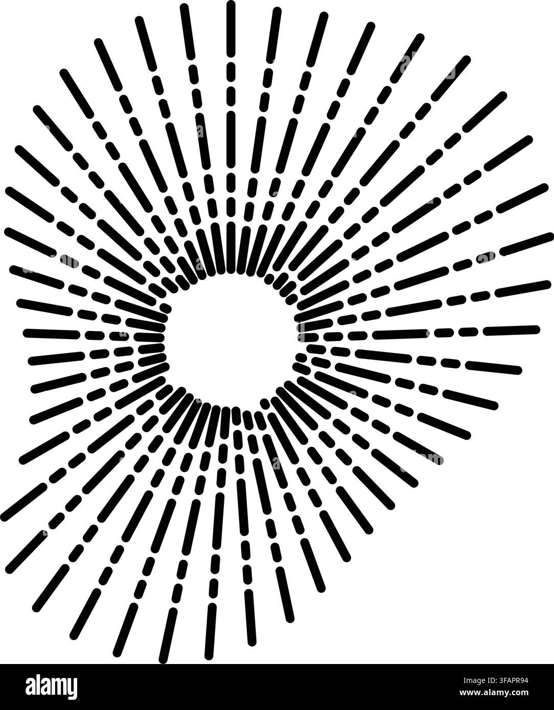 Radial equalizer visualizer lines radiating energy from center Stock Vector