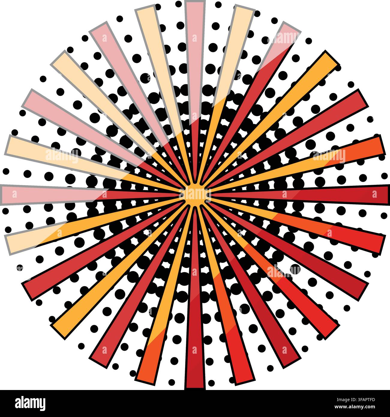 Retro halftone burst radial background creating a dynamic effect Stock Vector