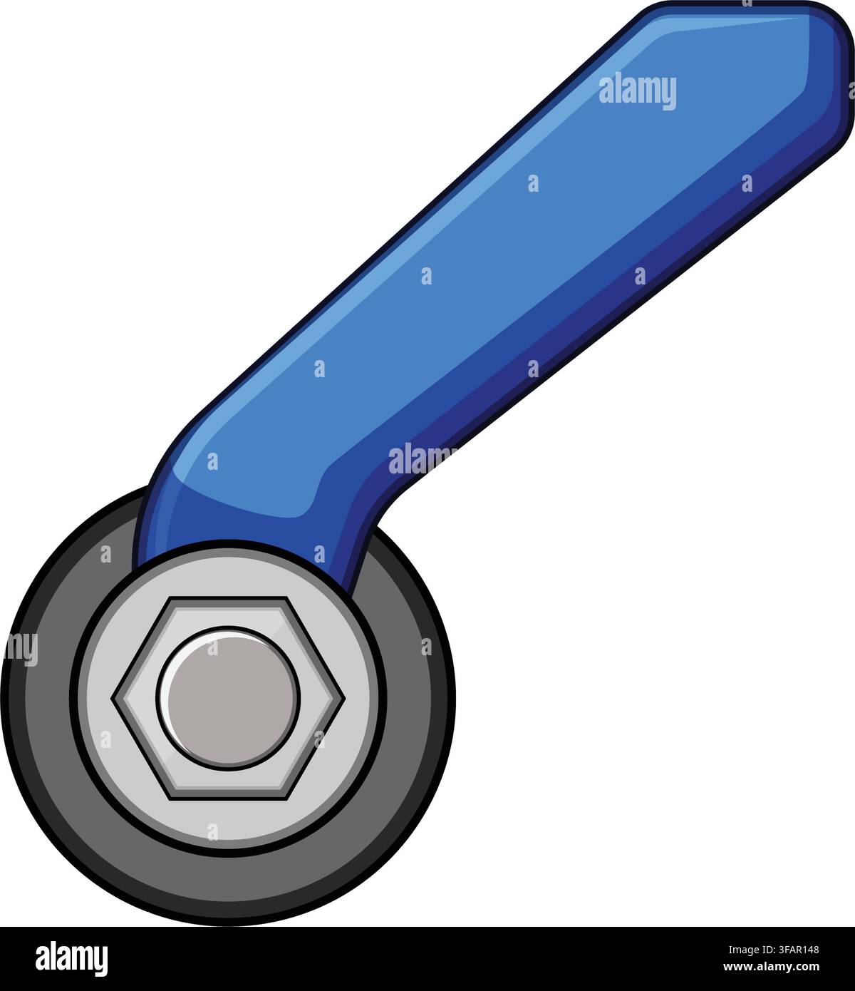 Blue quick release valve handle lever adjusting Stock Vector