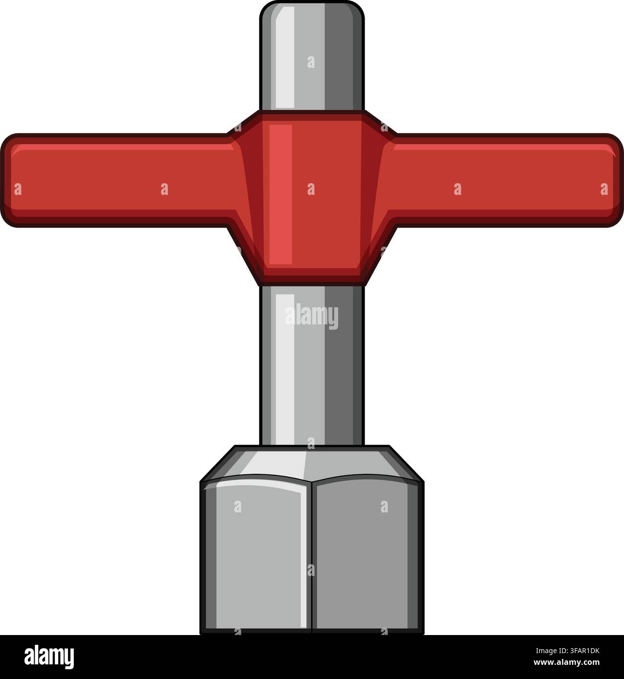 Red valve handle operating tap mechanism Stock Vector