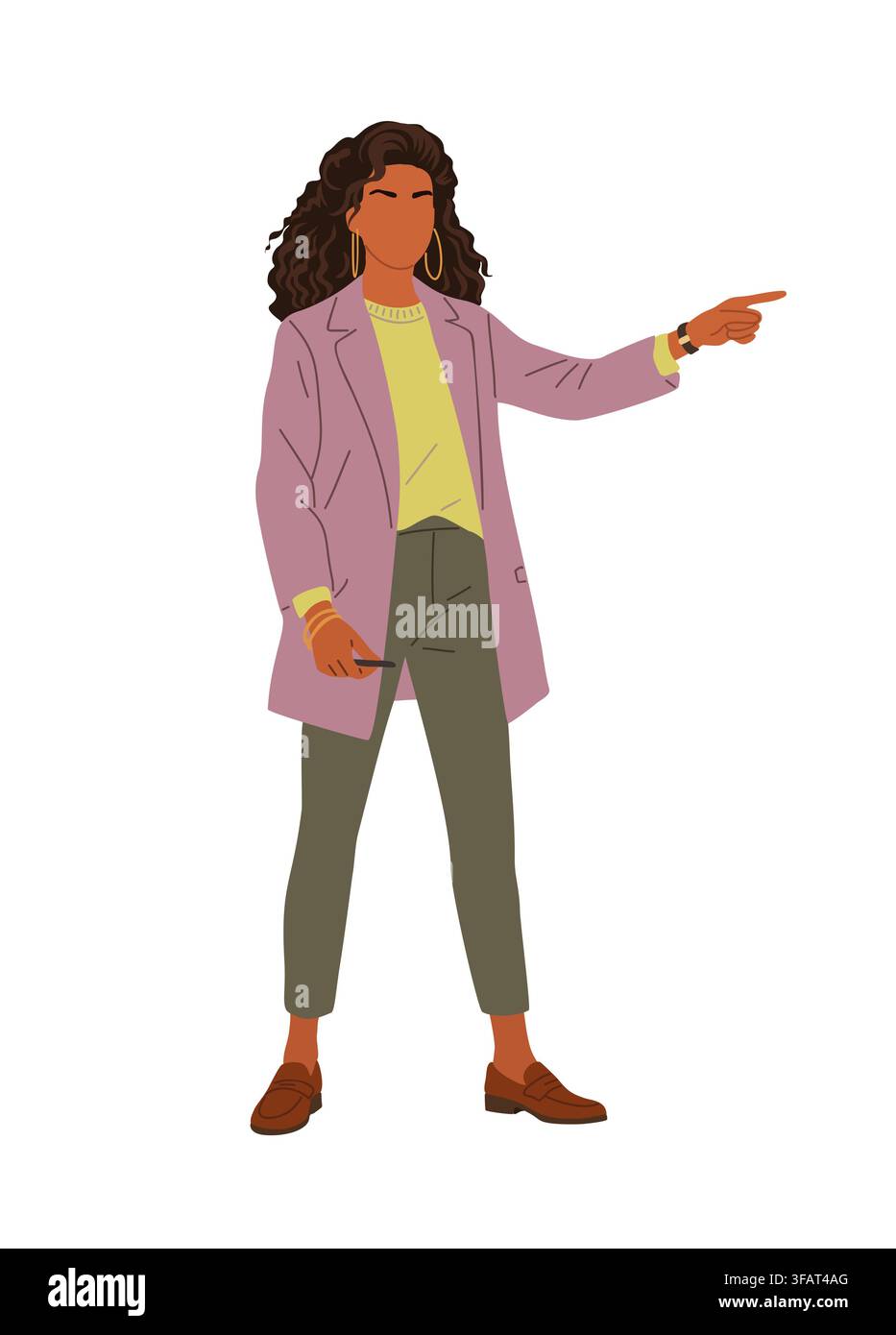 Business Woman standing and pointing to the side Stock Vector