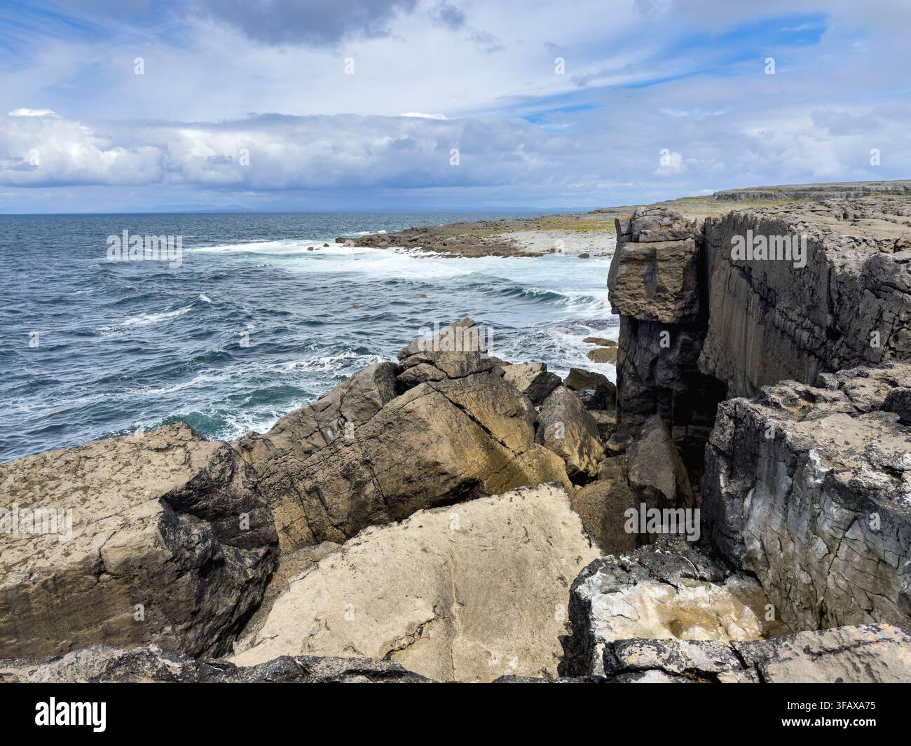 The Burren, karst/glaciokarst ocean landscape, rock formations at County Clare, west coast of Ireland - Smartphone Captured Stock Image