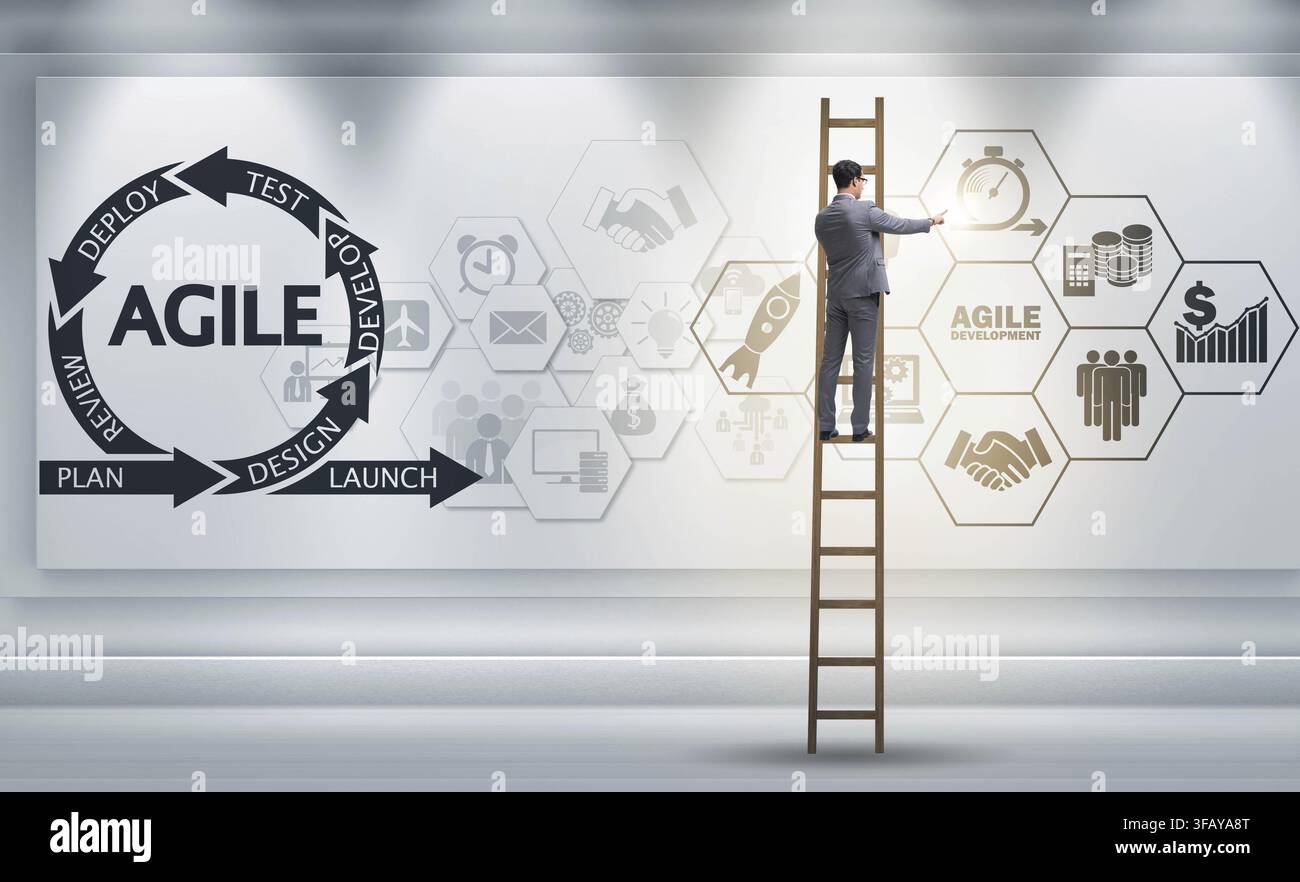 The businessman in an agile software development concept Stock Photo