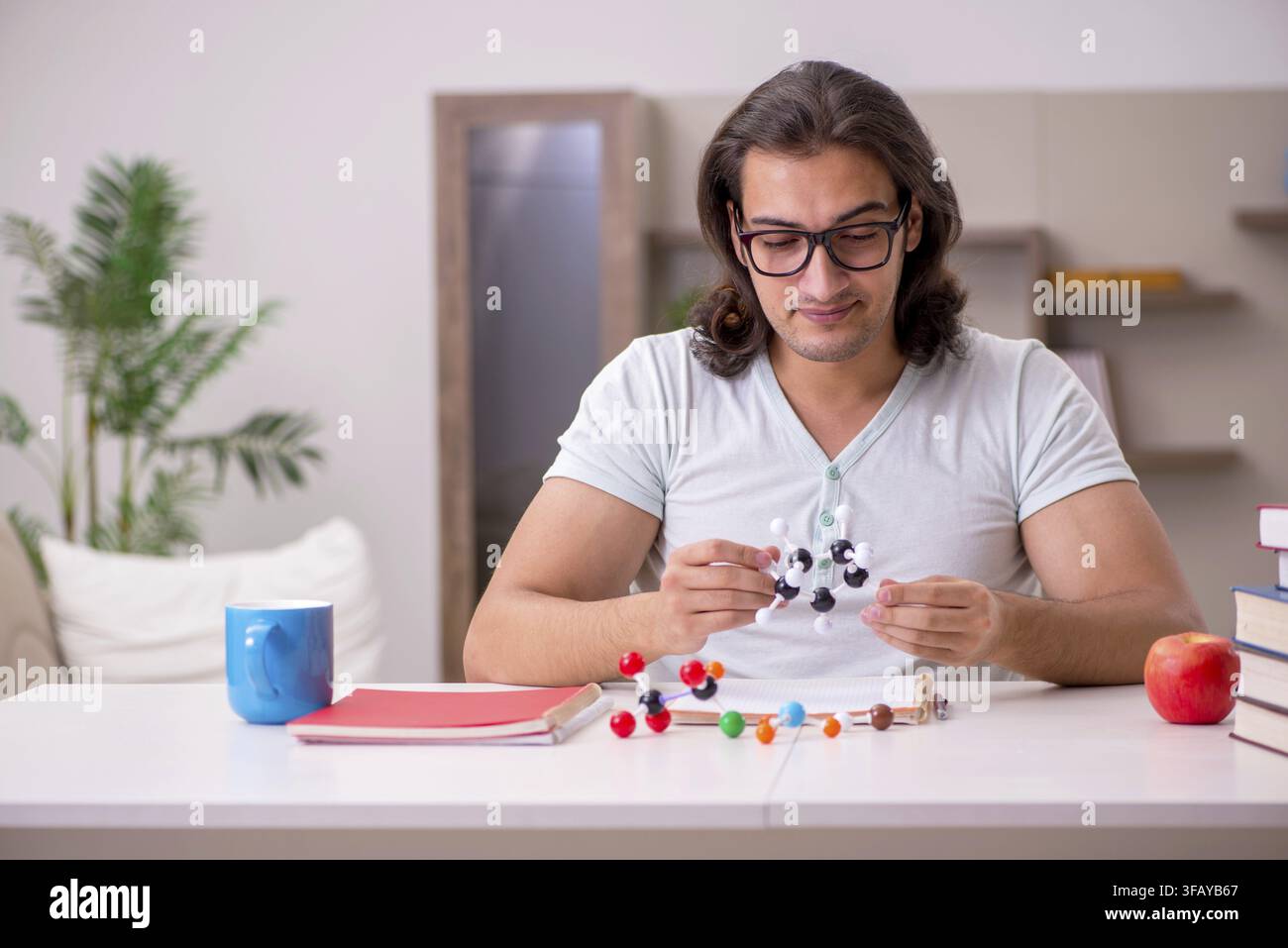 Young student preparing for exams at home Stock Photo