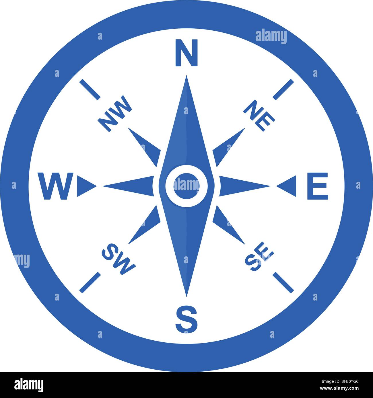Blue navigation compass icon isolated on transparent background design elements for map orientation direction tool kit. Stock Vector
