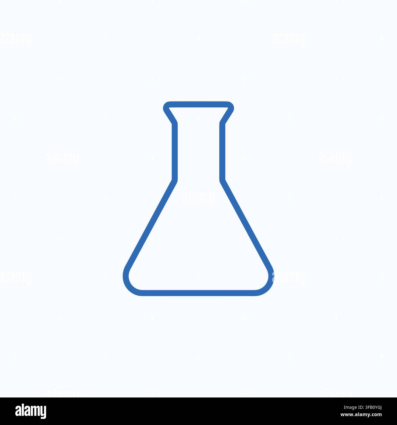Chemical laboratory conical flask icon line art isolated on white background for science research glass equipment. Stock Vector
