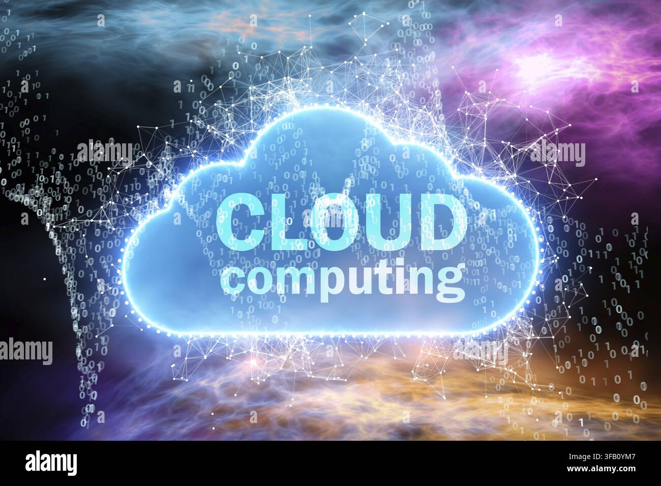 The cloud computing concept - 3D rendering Stock Photo