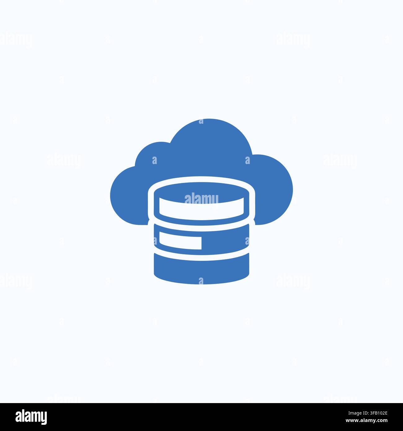 Cloud data storage icon design with database cylinder symbol representing internet computing network and technology. Stock Vector